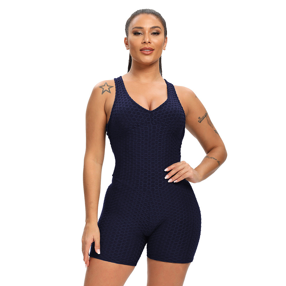 Women's Sports And Fitness Slim Jacquard One-piece Shorts