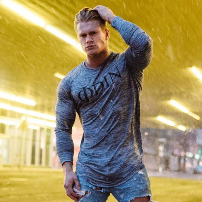 Autumn Fitness Partner Sports Long-Sleeved T-Shirt Men'S Tights Quick-Drying Round Neck Bottoming Shirt Outdoor Training Fitness Clothes