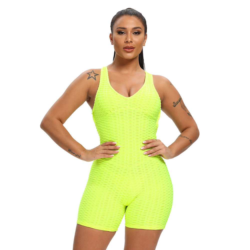 Women's Sports And Fitness Slim Jacquard One-piece Shorts