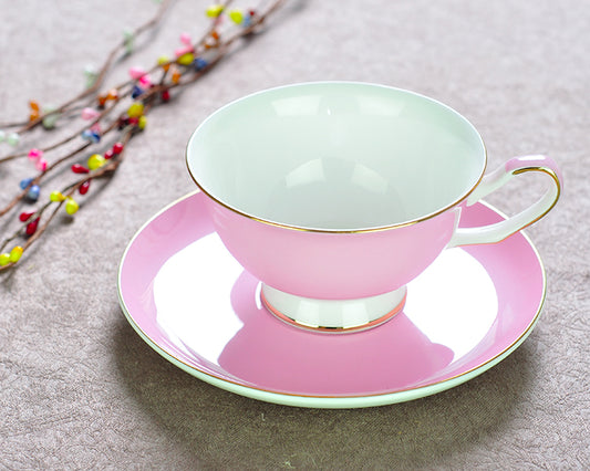 Color Coffee Bone China Coffee Cup And Saucer Set