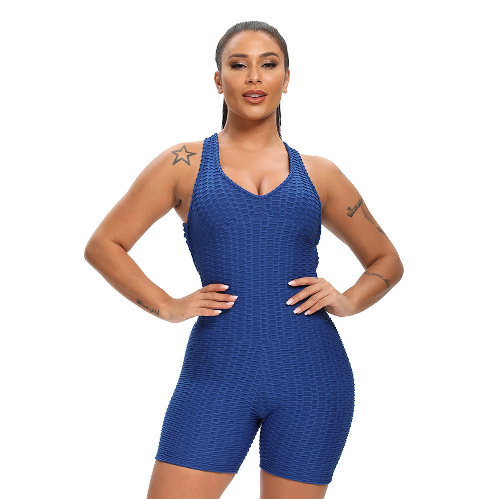 Women's Sports And Fitness Slim Jacquard One-piece Shorts