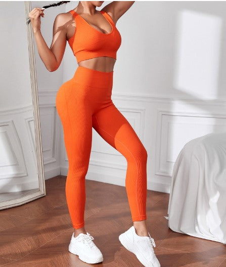 Yoga Clothes Set Bra Trousers Two-piece Set Running Fitness Nylon Moisture Wicking Quick-drying