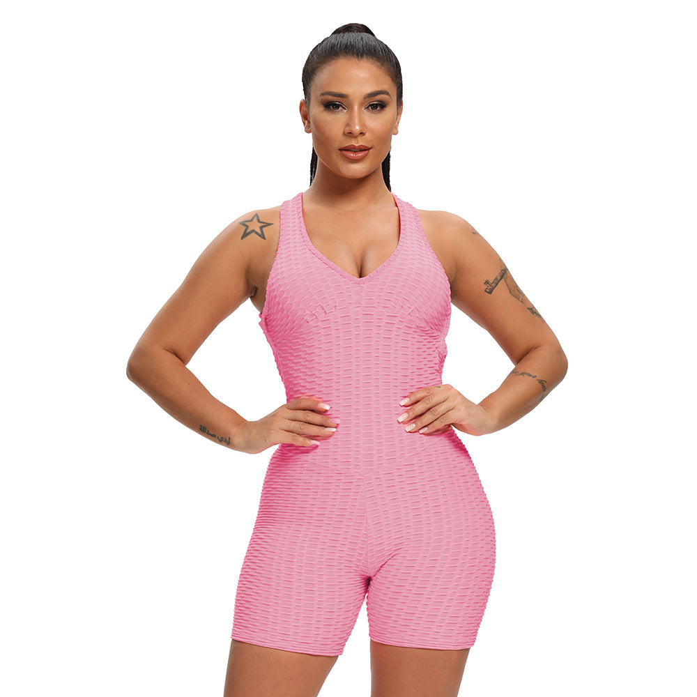 Women's Sports And Fitness Slim Jacquard One-piece Shorts