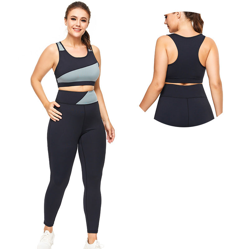 Summer Plus Size Women's Stitching Sports Fitness Yoga Clothes