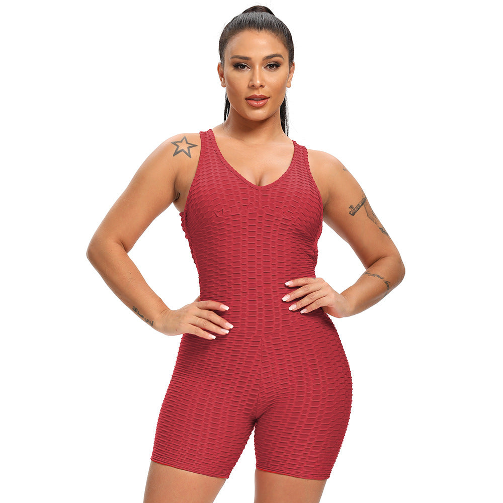 Women's Sports And Fitness Slim Jacquard One-piece Shorts